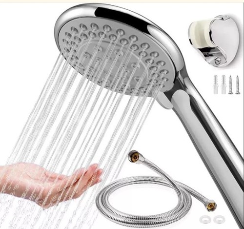 Chrome shower head and - shower, hose